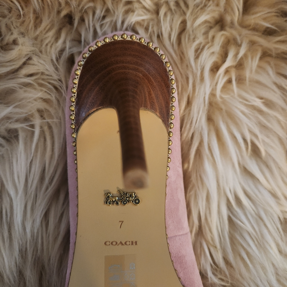Coach Pink Suede Heels with Gold Studs😍 - Picture 6 of 6